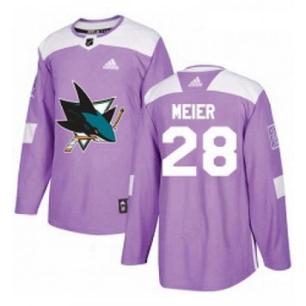 Youth Adidas San Jose Sharks 28 Timo Meier Authentic Purple Fights Cancer Practice NHL Jersey