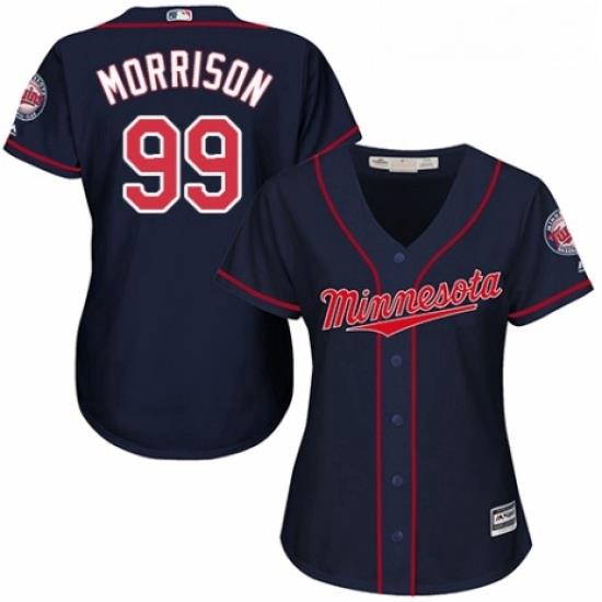 Womens Majestic Minnesota Twins 99 Logan Morrison Replica Navy Blue Alternate Road Cool Base MLB Jersey