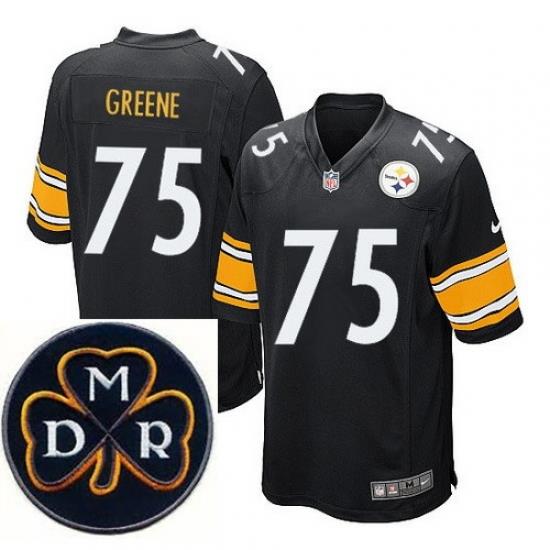 Men's Nike Pittsburgh Steelers #75 Joe Greene Black NFL Elite MDR Dan Rooney Patch Jersey