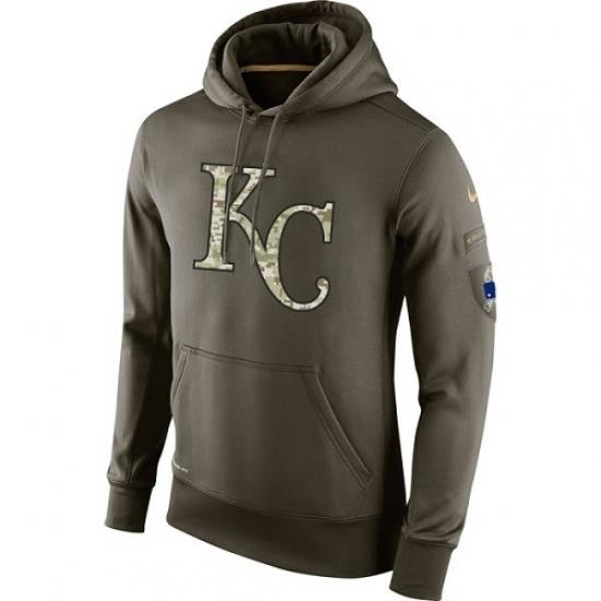 MLB Men Kansas City Royals Nike Olive Salute To Service KO Performance Hoodie