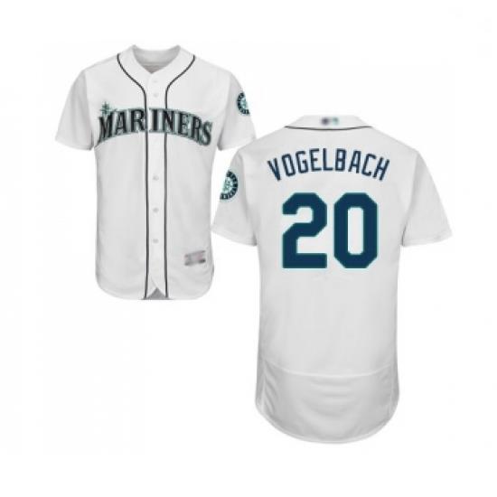 Mens Seattle Mariners 20 Dan Vogelbach White Home Flex Base Authentic Collection Baseball Jersey