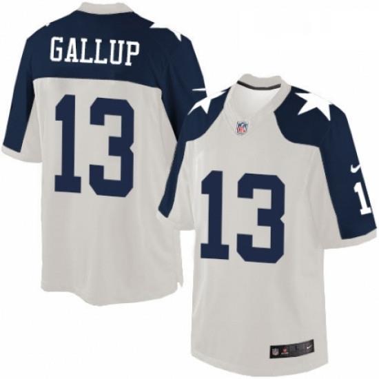 Mens Nike Dallas Cowboys 13 Michael Gallup Limited White Throwback Alternate NFL Jersey