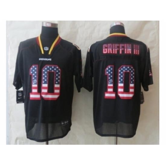 Nike Washington RedSkins 10 Robert Griffin III Black Elite USA Flag Fashion NFL Jersey