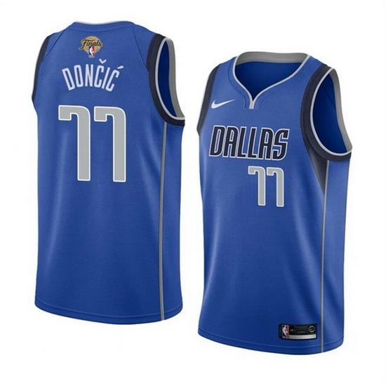 Men Dallas Mavericks 77 Luka Doncic Blue 2024 Finals Icon Edition Stitched Basketball Jersey