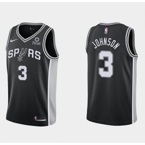 Men San Antonio Spurs 3 Keldon Johnson Icon Edition Black Stitched Jersey
