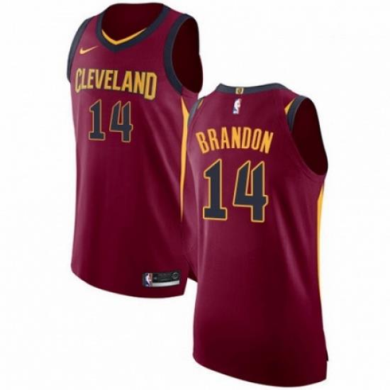 Mens Nike Cleveland Cavaliers 14 Terrell Brandon Authentic Maroon Road NBA Jersey Icon Edition