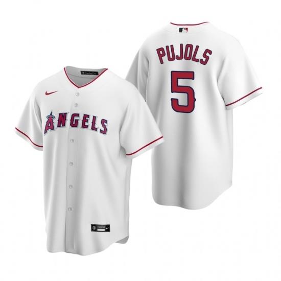 Mens Nike Los Angeles Angels 5 Albert Pujols White Home Stitched Baseball Jerse