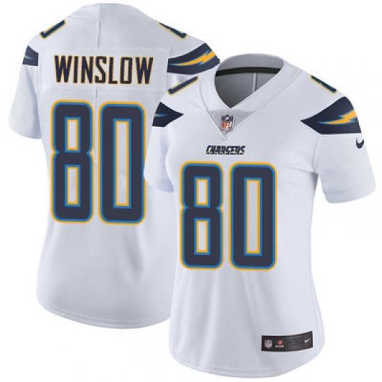 Nike Chargers #80 Kellen Winslow White Womens Stitched NFL Vapor Untouchable Limited Jersey