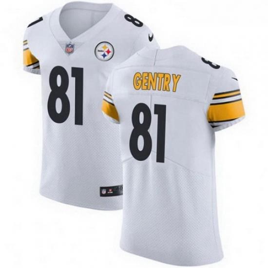 Men Nike 81 Zach Gentry Pittsburgh Steelers Elite White Vapor Untouchable Jersey