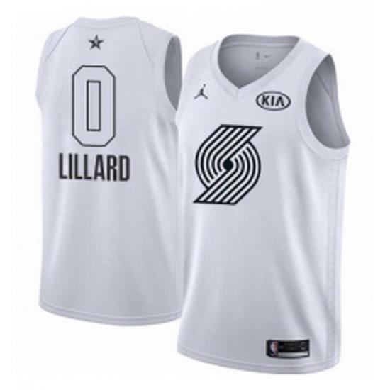 Youth Nike Jordan Portland Trail Blazers 0 Damian Lillard Swingman White 2018 All Star Game NBA Jersey