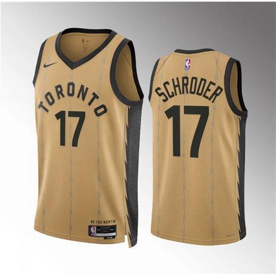 Men Toronto Raptors 17 Dennis Schroder Gold 2023 24 City Edition Stitched Basketball Jersey