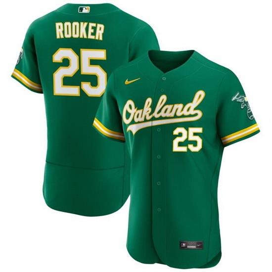 Men Oakland Athletics 25 Brent Rooker Green Flex Base Stitched Jersey