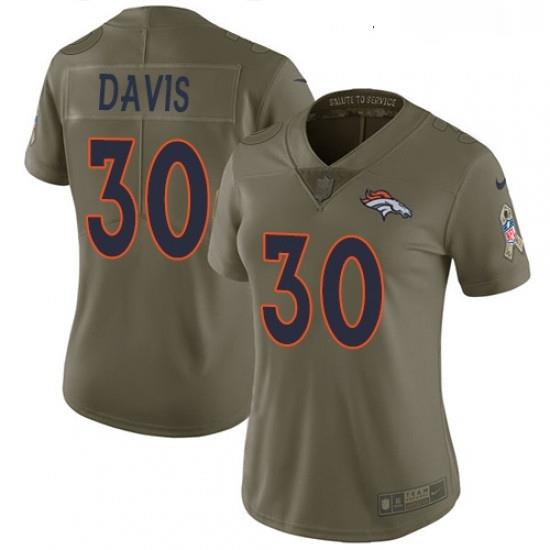 Womens Nike Denver Broncos 30 Terrell Davis Limited Olive 2017 Salute to Service NFL Jersey