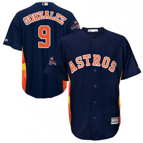 Youth Majestic Houston Astros 9 Marwin Gonzalez Authentic Navy Blue Alternate 2017 World Series Champions Cool Base MLB Jersey