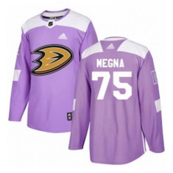 Youth Adidas Anaheim Ducks 75 Jaycob Megna Authentic Purple Fights Cancer Practice NHL Jersey