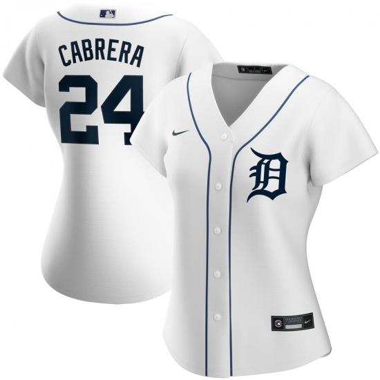 Detroit Tigers 24 Miguel Cabrera Nike Women Home 2020 MLB Player Jersey White