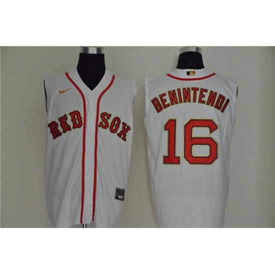 Red Sox 16 AndreW Benintendi White Nike Cool Base Sleeveless Jersey