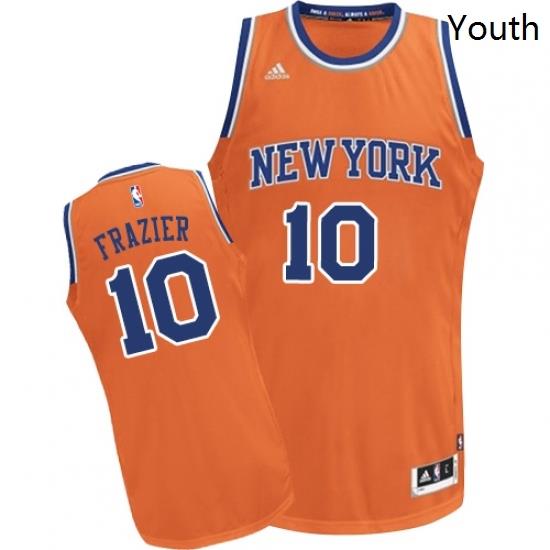 Youth Adidas New York Knicks 10 Walt Frazier Swingman Orange Alternate NBA Jersey