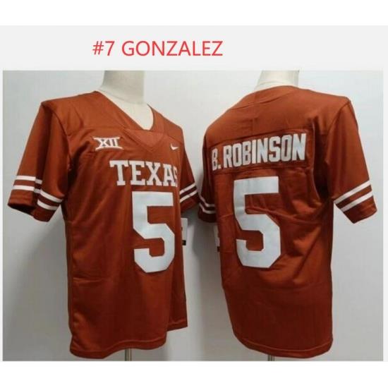 Men Texas Longhorns #7 Gonzales Orange Stitched Jersey