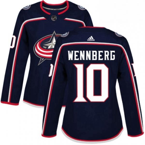 Womens Adidas Columbus Blue Jackets 10 Alexander Wennberg Premier Navy Blue Home NHL Jersey