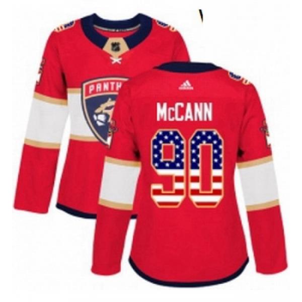 Womens Adidas Florida Panthers 90 Jared McCann Authentic Red USA Flag Fashion NHL Jersey