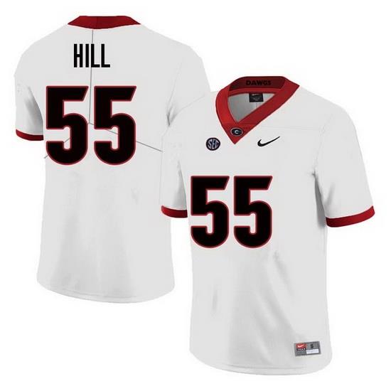 Men Georgia Bulldogs #55 Deontrey Hill College Football Jerseys Sale-White