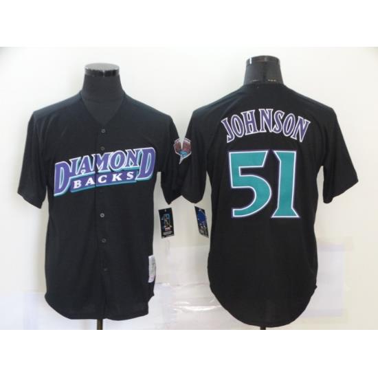 Men Arizona Diamondbacks 51 Randy Johnson Black CooperstoWn Collection Jersey