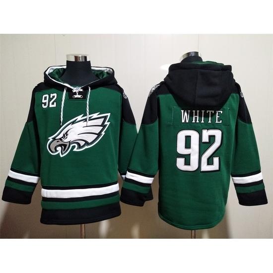 Philadelphia Eagles Green Sitched Pullover Hoodie #92 Reggie White