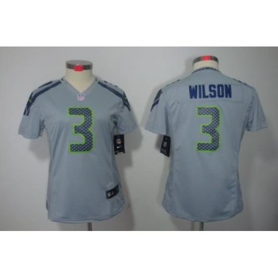 Women Nike Seattle Seahawks #3 Wilson Grey Color NFL LIMITED Jerseys