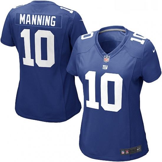 Womens Nike New York Giants 10 Eli Manning Game Royal Blue Team Color NFL Jersey
