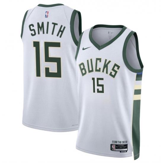 Men Milwaukee Bucks 15 Tyler Smith White 2024 Draft Association Edition Stitched Basketball Jersey