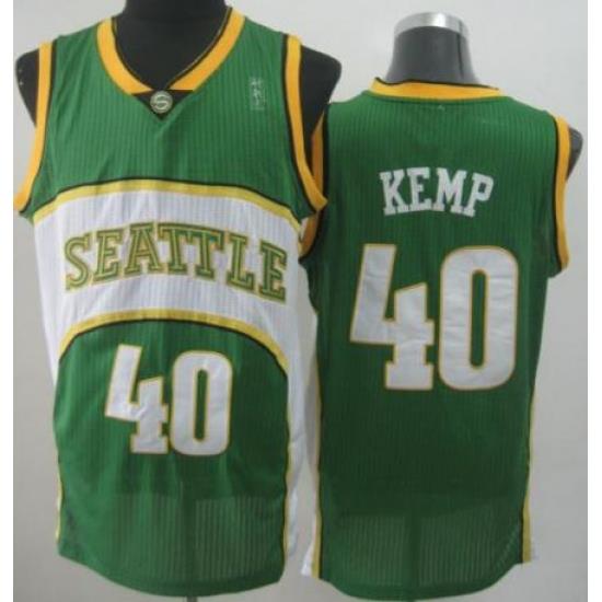 Seattle SuperSonics 40 Shawn Kemp Green Throwback Revolution 30 NBA Basketball Jerseys