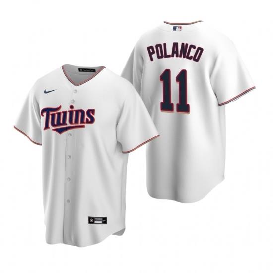 Mens Nike Minnesota TWins 11 Jorge Polanco White Home Stitched Baseball Jersey