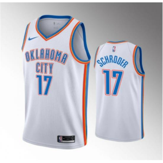 Men Oklahoma City Thunder 17 Dennis Schroder White Stitched Basketball Jersey