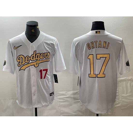 Men Los Angeles Dodgers 17 Shohei Ohtani Number White 2022 All Star Stitched Cool Base Nike Jersey