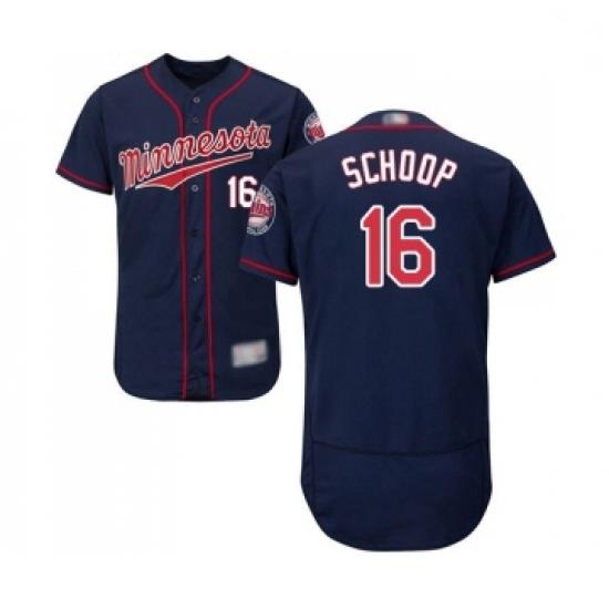 Mens Minnesota Twins 16 Jonathan Schoop Navy Blue Alternate Flex Base Authentic Collection Baseball Jersey