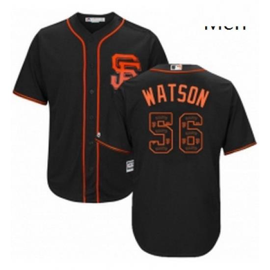 Mens Majestic San Francisco Giants 56 Tony Watson Authentic Black Team Logo Fashion Cool Base MLB Jersey