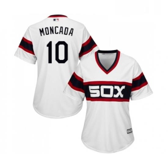 Womens Majestic Chicago White Sox 10 Yoan Moncada Replica White 2013 Alternate Home Cool Base MLB Jerseys