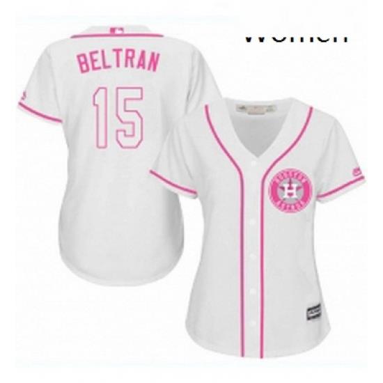 Womens Majestic Houston Astros 15 Carlos Beltran Replica White Fashion Cool Base MLB Jersey