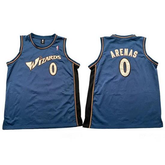 Men Washington Wizards 0 Gilbert Arenas Blue Stitched Basketball Jersey
