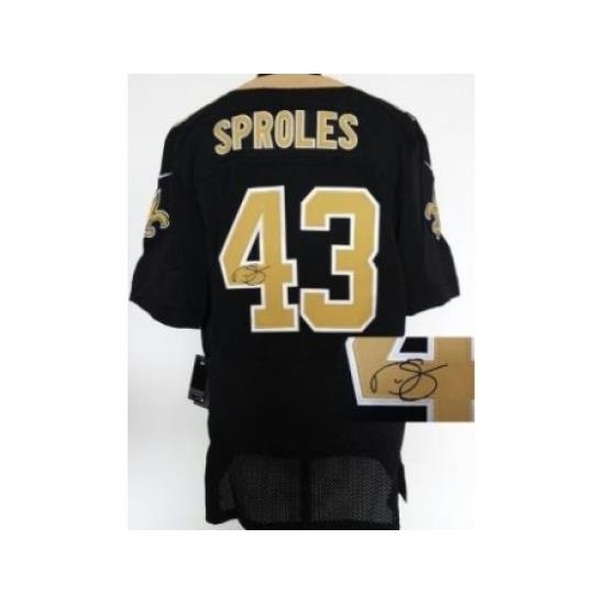 Nike NeW Orleans Saints 43 Darren Sproles Black Elite Signed NFL Jersey