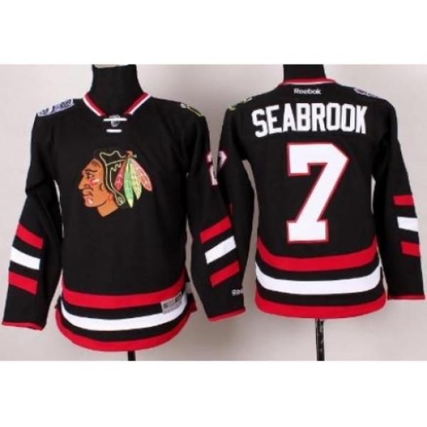 Youth Chicago Blackhawks 7 Brent Seabrook Black 2014 Stadium Series Jersey