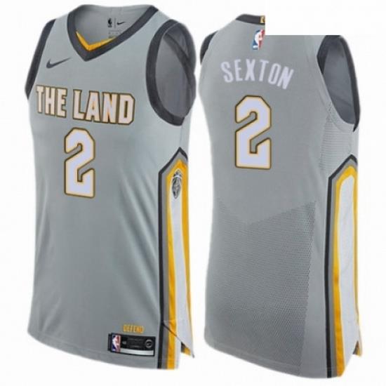 Mens Nike Cleveland Cavaliers 2 Collin Sexton Authentic Gray NBA Jersey City Edition