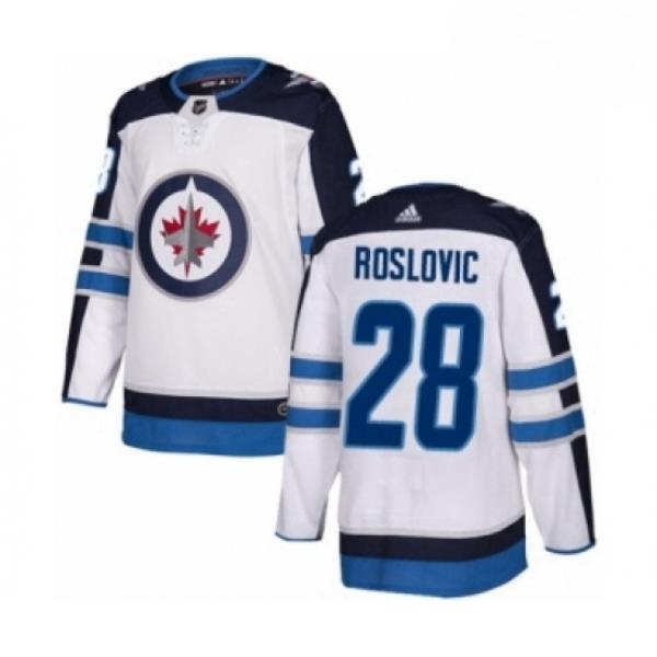 Youth Adidas Winnipeg Jets 28 Jack Roslovic Authentic White Away NHL Jersey