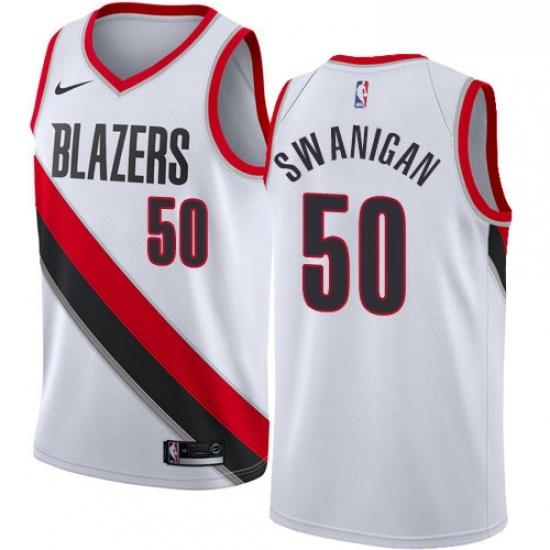 Womens Nike Portland Trail Blazers 50 Caleb Swanigan Authentic White Home NBA Jersey Association Edition