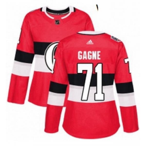 Womens Adidas Ottawa Senators 71 Gabriel Gagne Authentic Red 2017 100 Classic NHL Jersey