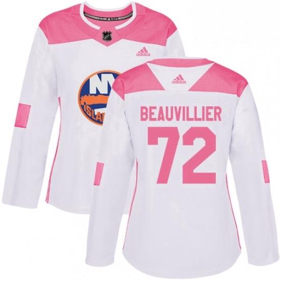 Womens Adidas New York Islanders 72 Anthony Beauvillier Authentic WhitePink Fashion NHL Jersey