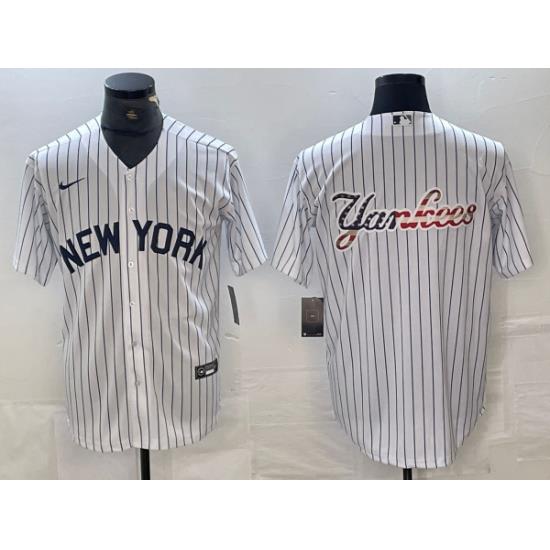 Men NeW York Yankees Team Big Logo White Cool Base Stitched Baseball Jersey 4