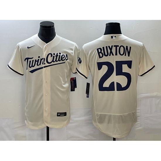 Men's Minnesota TWins #25 Byron Buxton 2023 Cream Flex Base Stitched Jersey