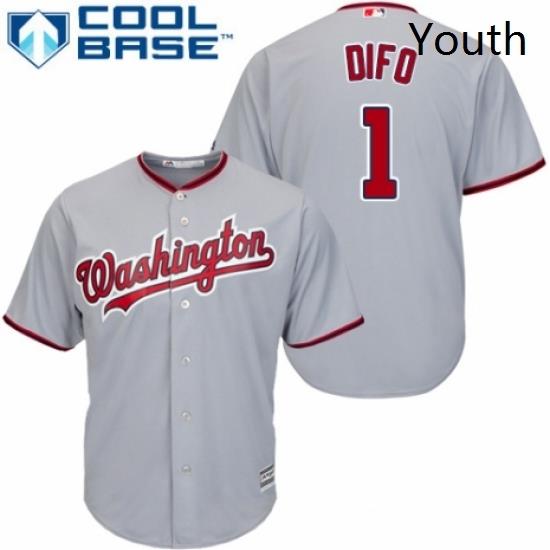 Youth Majestic Washington Nationals 1 Wilmer Difo Authentic Grey Road Cool Base MLB Jersey
